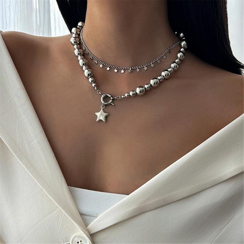Minimalist Five Point Star Chokers Necklace with Sturdy Alloy Materials Chain Versatile Gothic Jewelry Accessory