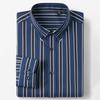 Mens 4-Way Stretch Collared Wrinkle-Free Button-Down Shirts, Business Casual Long Sleeve Silky Sheen Looking Striped Dress Shirt