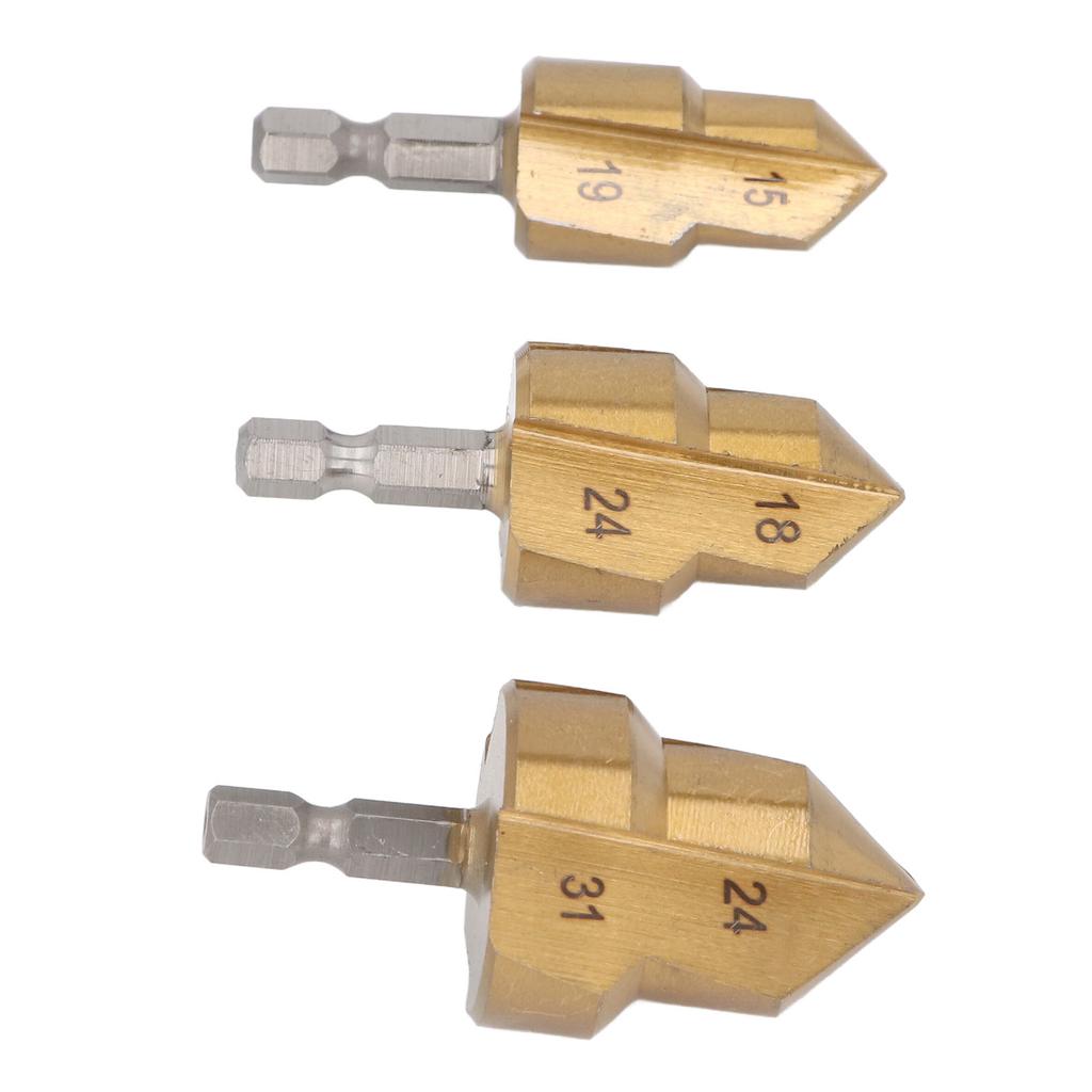 3PCS Set Pipe Reaming Drill Bit Set Hex Shank PPR High Speed Steel Pipe Reamer Bit