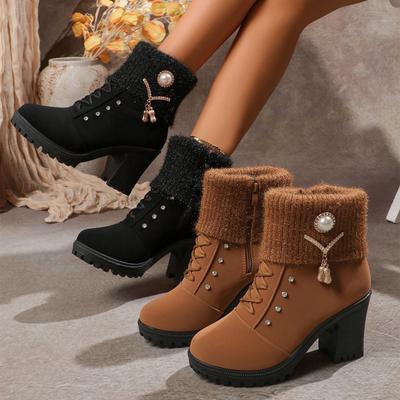 Women Boots Winter High Heels Shoes for Women Short Plush High Platform Ankle Boots