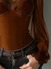 Elegant Spliced Mesh Bell Sleeve Lace-up Waist Top - Spring/Autumn 2026 Collection
