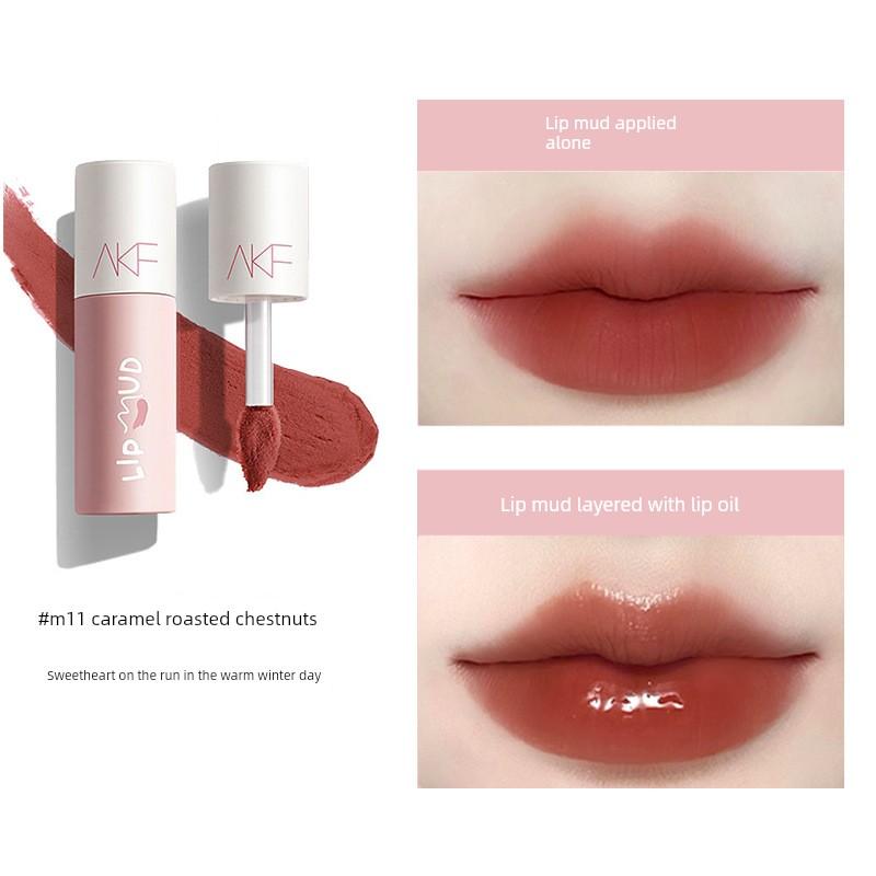 Akf Lip Mud Lip Glaze Lipstick Matte Matte Finish M17 Waterproof Long-Lasting Non-Stick Cup M07 Niche Affordable Natural Look Brightening