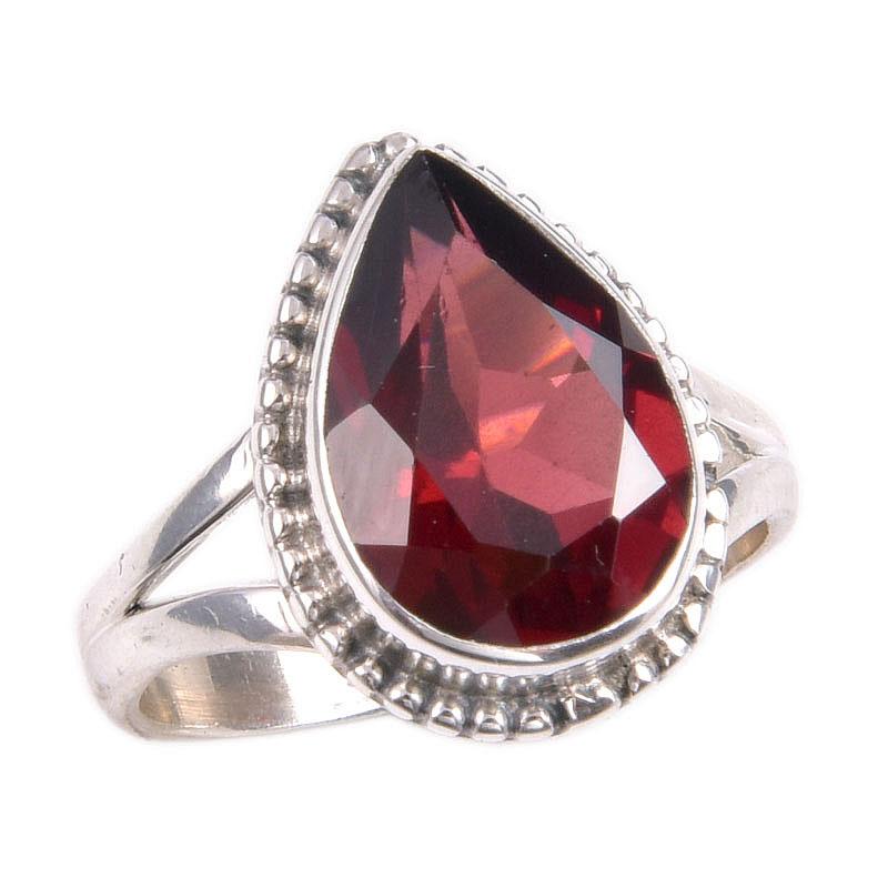 Natürlicher Granat Edelstein Handgefertigt 925 Massiver Sterling Silber Geschenk Ring S.6 S5f29
