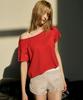 Debiweeo One-Shoulder Loose Fit Short Sleeve T-Shirt Devi-T0145-Red