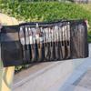 24-Piece Animal Hair Makeup Brush Set with PU & Mesh Storage Bag