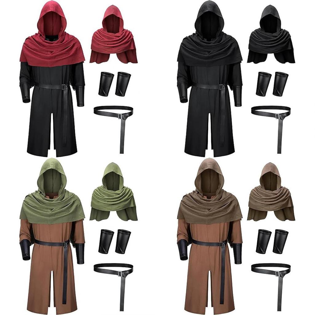 Medieval Renaissance Pirate Knight Cosplay Costume With Cape For Halloween Stage Performance