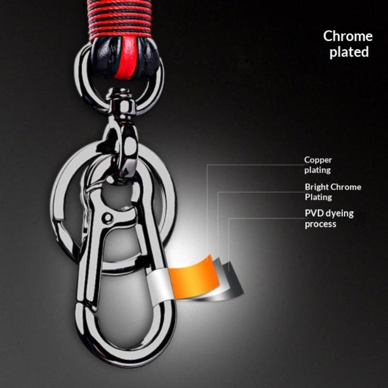 Luxury Lanyard Car Keychain Male And Female Leather Zinc Alloy Buckle Key Ring Pendant Motorcycle Keychain Gift