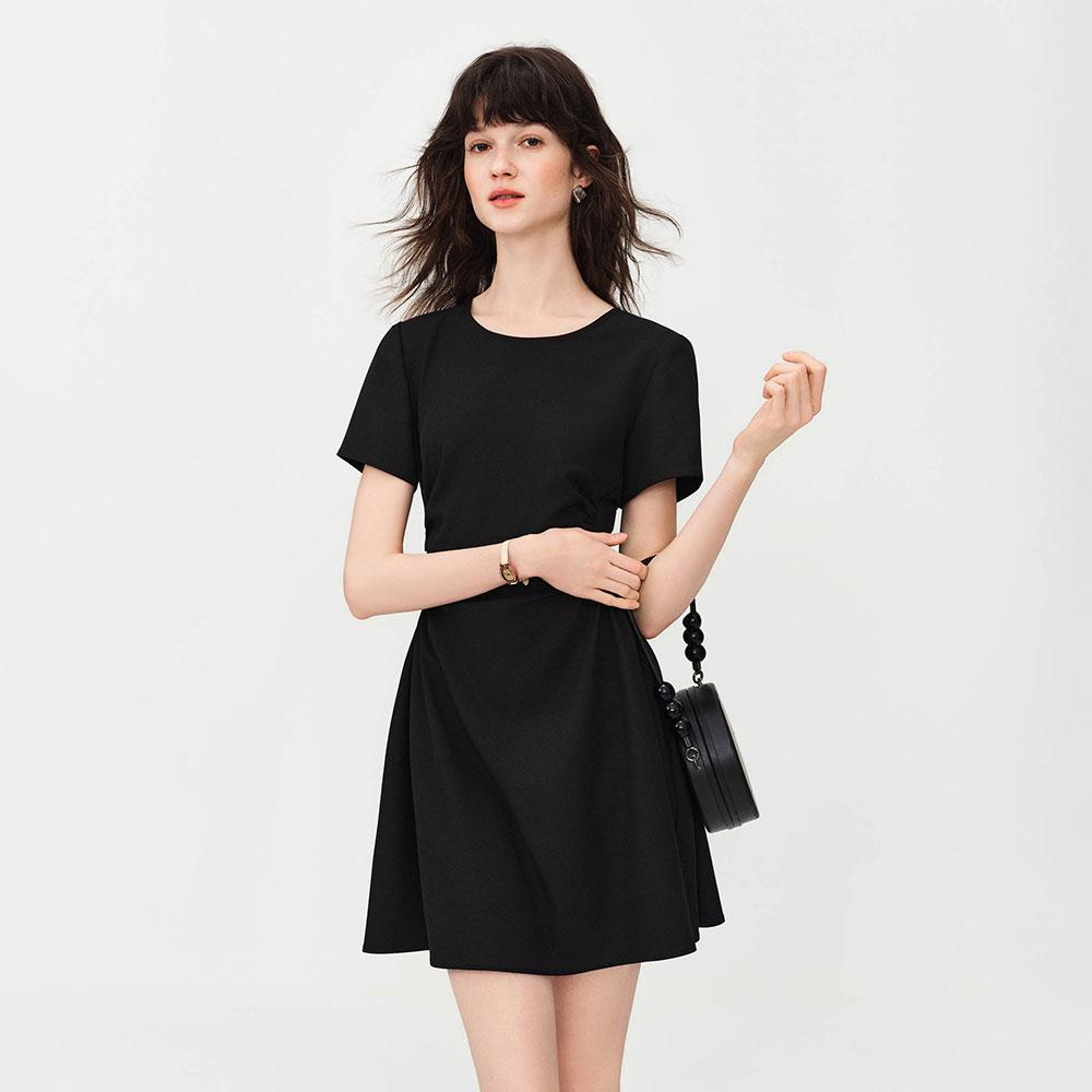 Wednesday Delight Wd_Slim Fit Drape Mini Dress_Black