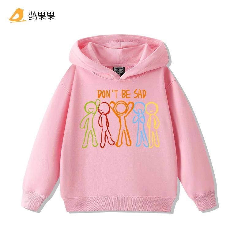 Kids hooded sweatshirt with colorful outline character print and positive slogan,soft warm fabric,relaxed fit for daily school wear and casual outings