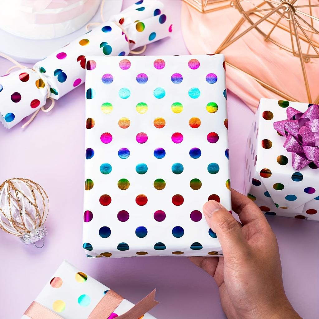 1 roll Rainbow Colorful Polka Dot Wrapping Paper-Mini Roll Gift Wrap for Birthdays, Holidays, Parties, Boys & Girls - 43 x 300cm