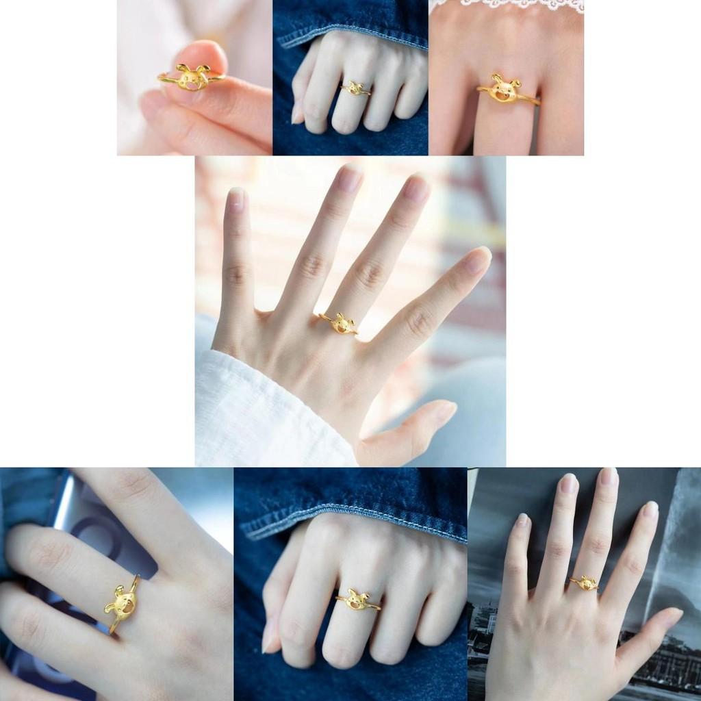 Stylish Gold Color Adjustable Rabbit Ring Featuring Playful Smiling Face For Women