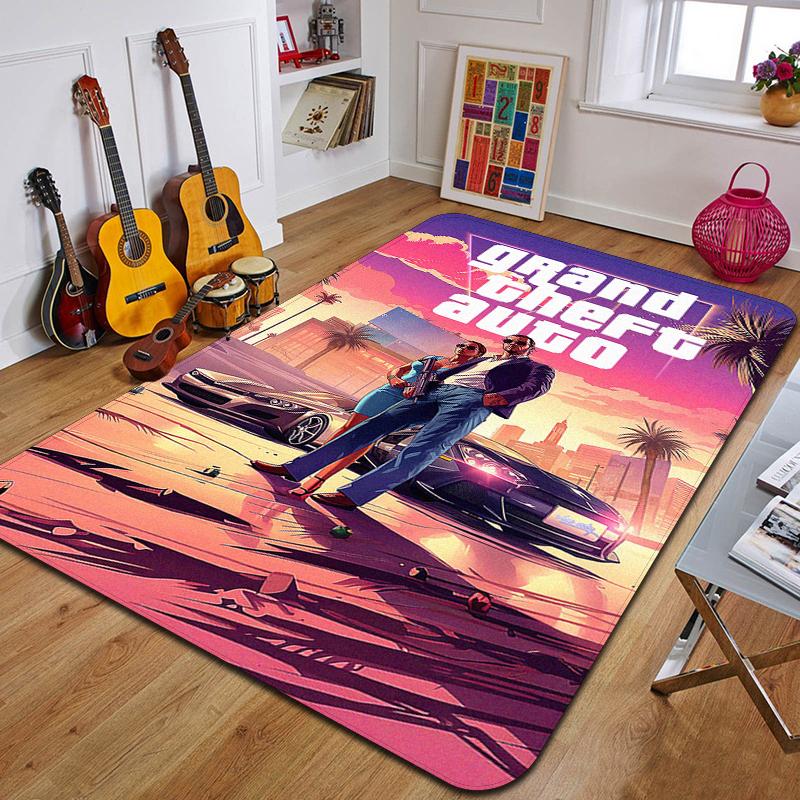 G-Grand Theft Auto Gedruckter Teppich Mode Yogamatte Schlafzimmer Dekoteppich Wohnzimmer Dekorative Bodenmatte Geburtstagsgeschenk