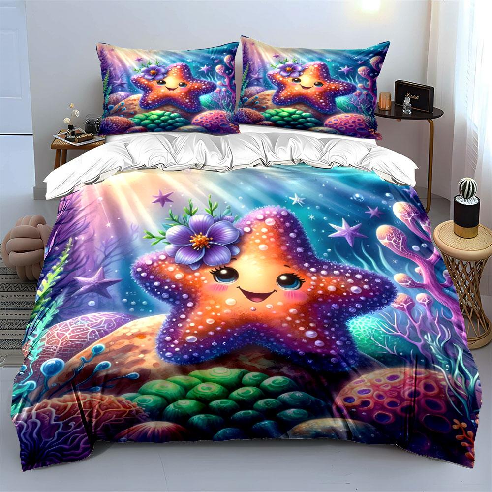 "Underwater Ocean Decor Set" Bedding Set with 1 Duvet Cover 2 Pillowcases Single Double King Queen, Gift