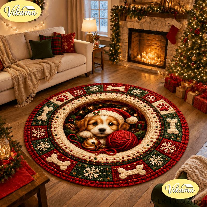 3D Round Christmas Rug Non Slip Living Room Decorative Carpet Sofa Coffee Table Rug Washable Bedroom Festive Home Decor