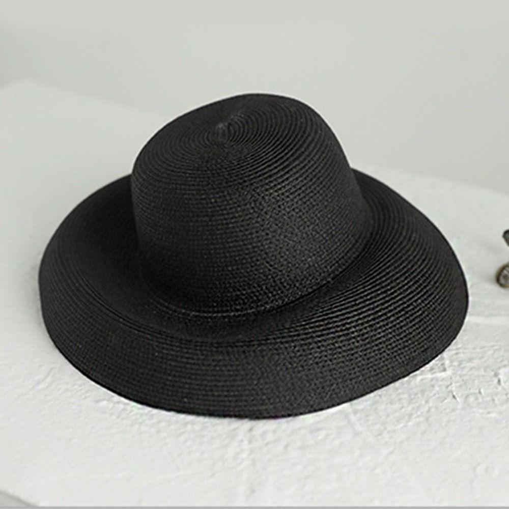 Boho Straw Hat Dome UV Protection Cap Casual Weave Hat  Travel