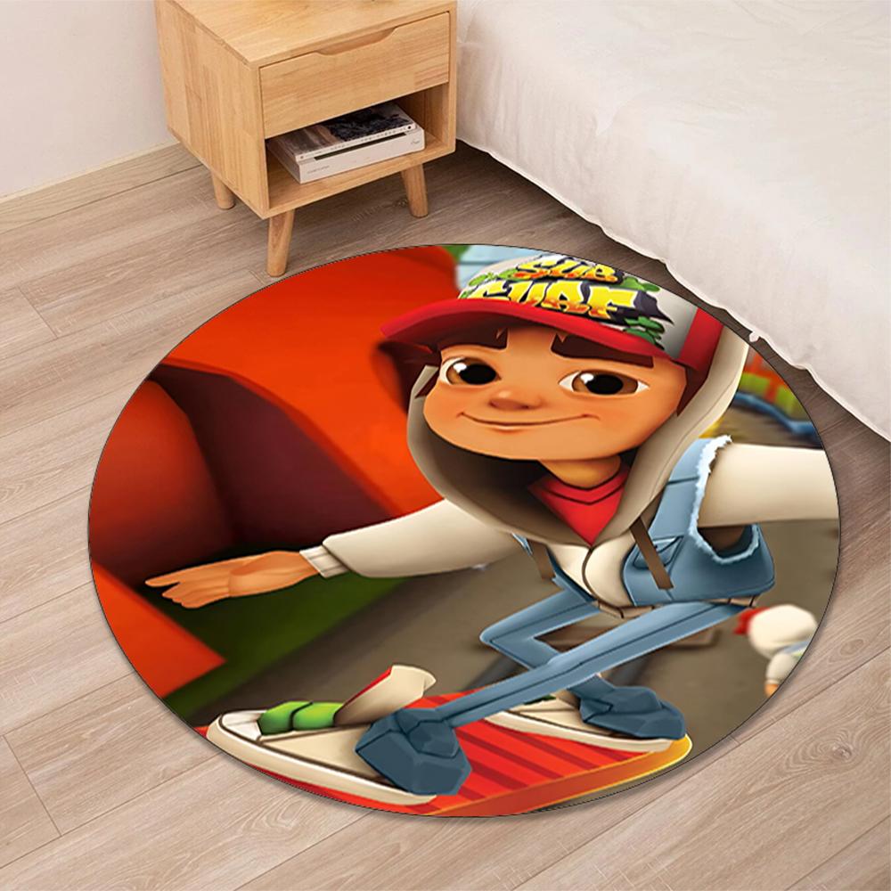 Subway Surfers Printed Round Rug Carpet Chair Rug Area Rug Entryway Doormats,for Office Chair Living Room Bedroom Kitchen Room.