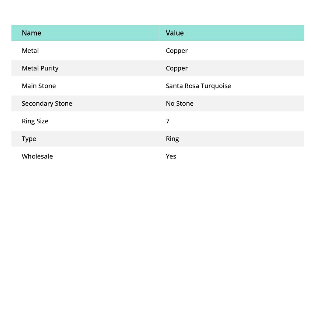 Santa Rosa Turquoise Handmade 925 Sterling Silver Jewelry Ring Size 7 R4Q68