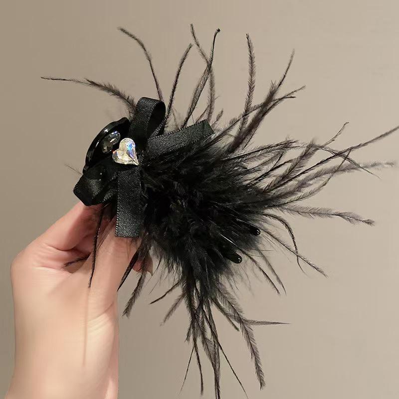 Flower Feather Girls Puffy Hair Claw Rope For Women Simple Temperament Scrunchies Ladies Hair Accessories