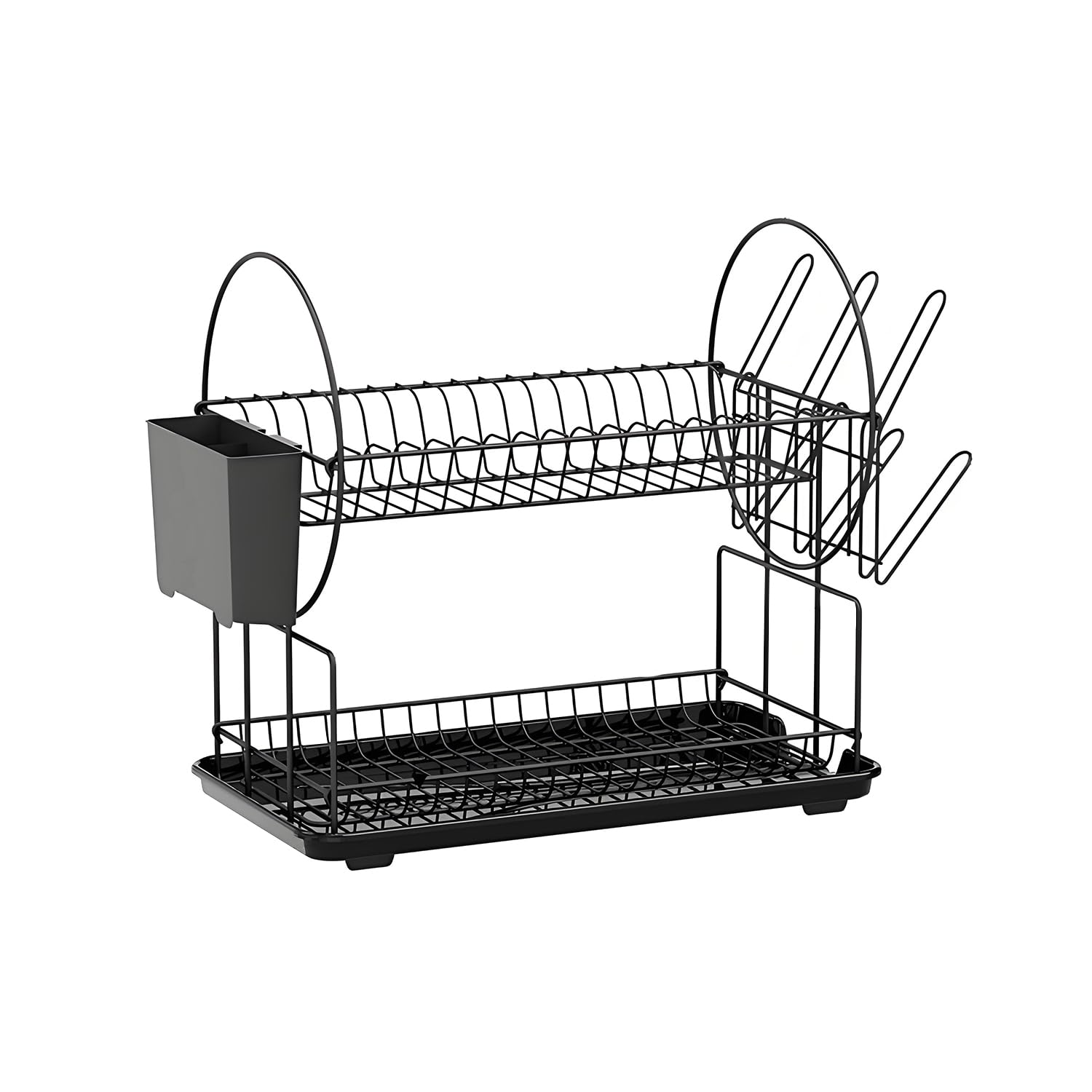 

YONGDING Блюдо Блюдо для Вокруг Блюда Автоматическая Посуда Плоский Натуральный Большое Кухонное Пространство Легкая 1-ярусная Сушилка, 2-ярусная Сушилка, Раковина, Подставка, Слив, чёрный