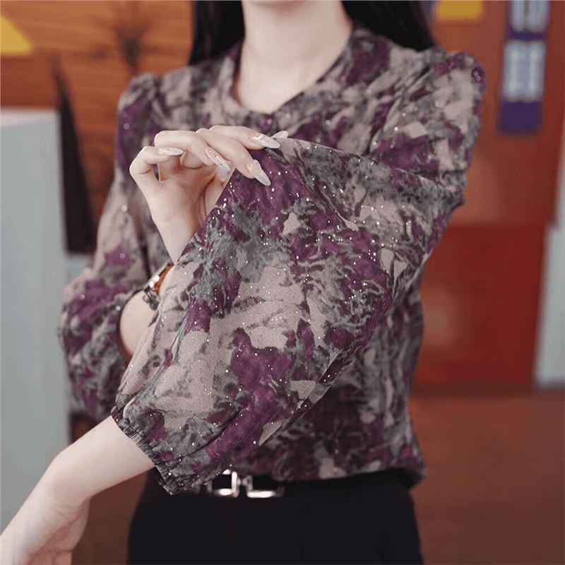

Plus Size Floral Ice Silk Shirt - Stylish, Loose & Belly Concealing for Spring/Summer 3XL [135-150 lbs]
