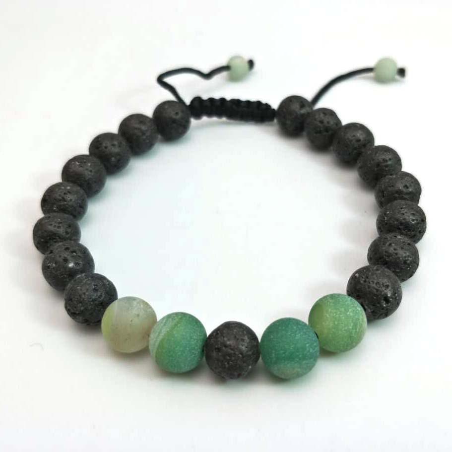 Energy Volcanic Stone Yoga Bracelet - 8mm Natural Woven Beads