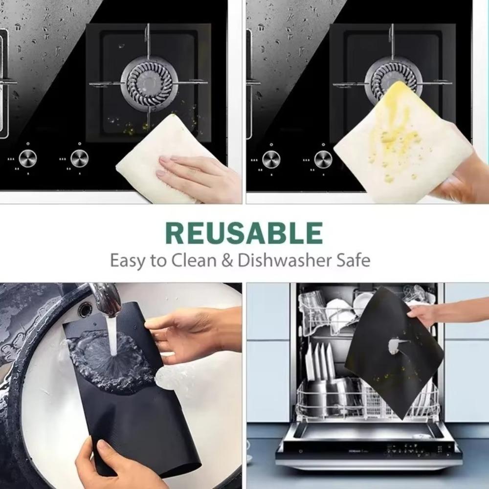 1/3/4pcs 5-Hole Gas Stove Pad Non Stick Reusable Stovetop Protector Anti-dirty Oil-proof Cooker Cover Liner Cleaning Pad