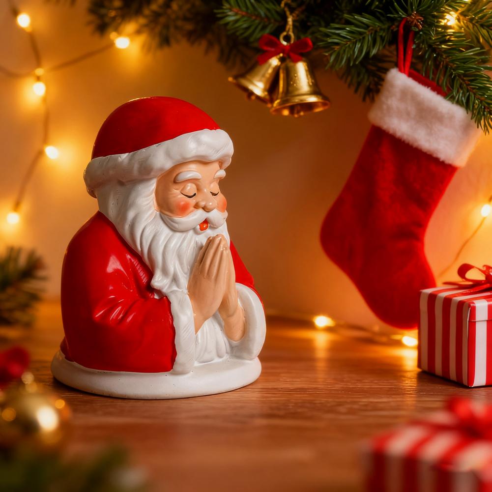 Vánoční noční světlo Santa Modlitba/Ježíšova Modlitba/Sněhulák ve vaně/Santa Čtoucí LED stolní lampa Zimní pryskyřičná socha