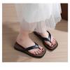Damen Plateau-Flip-Flops mit quadratischer Zehenpartie, dicke Sohle, rutschfeste Zehentrenner-Sandalen, lässige Sommer-Strand-Slides für drinnen und draußen