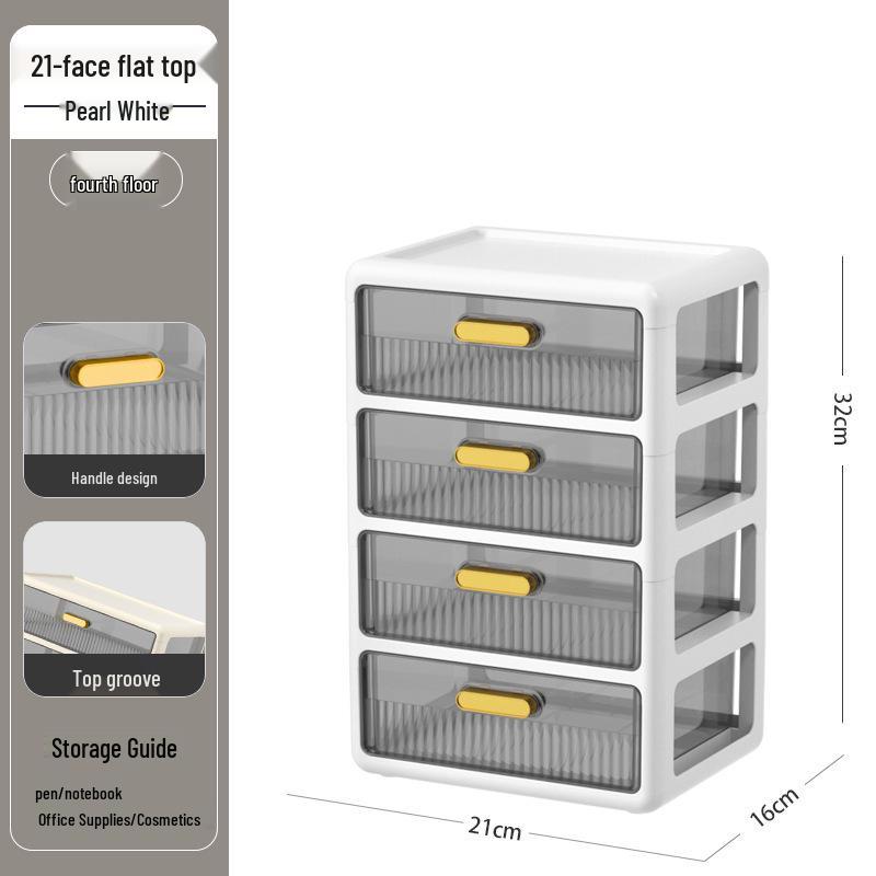 Multi-layer Desktop Organizer: Drawer-Type Storage Box for Office Supplies, Stationery, and Cosmetics