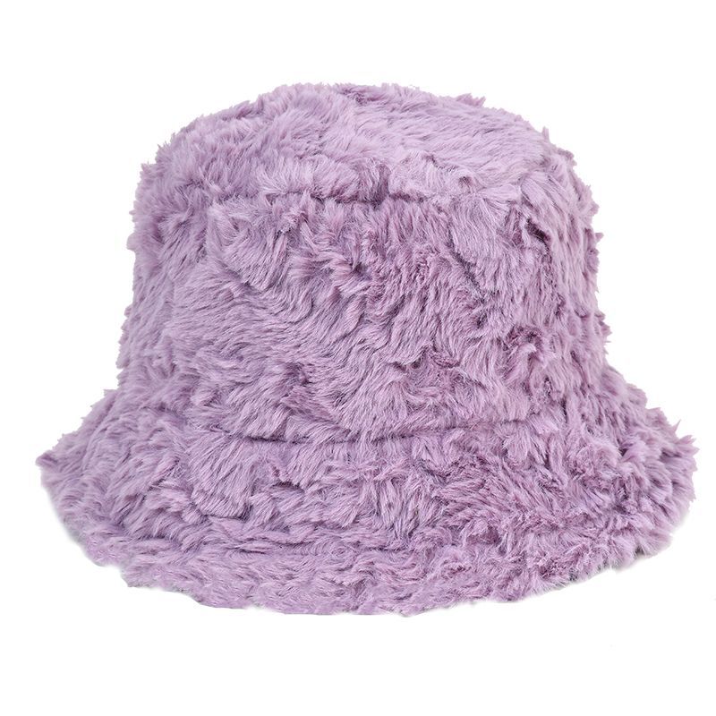 

Winter soft wool lamb wool pot hat solid color light board lamb wool bucket hat curly wool ear protection warm hat Average Size (56cm~ 58cm)