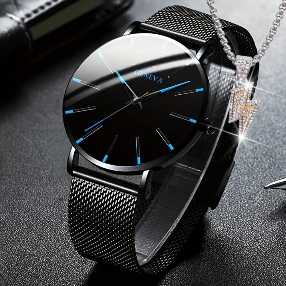 Geneva Watch Accessories Set Watch Men S Watch Mesh Strap Watch Quartz Watch Accessories Matching
