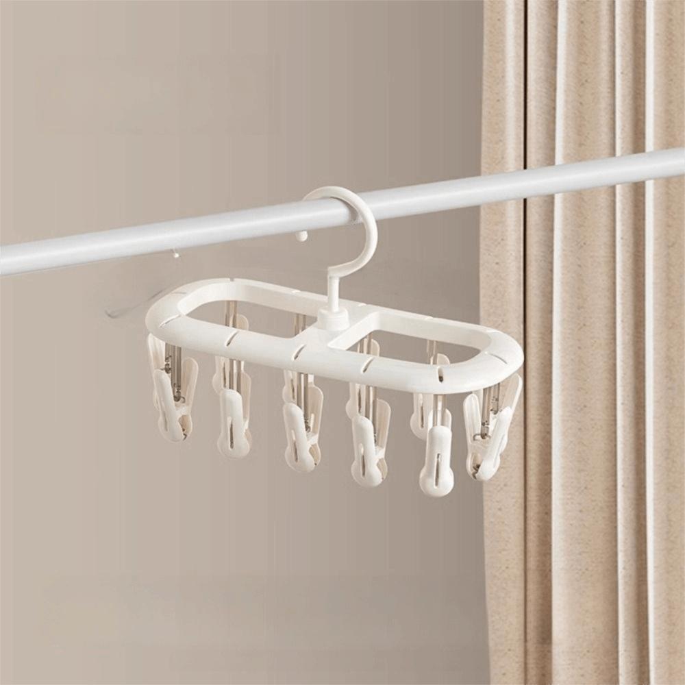 Thickened Design Sock Drying Rack 360° Rotatable with Extended Rod Baby Clothes Hanger Space Saving Multi-functional