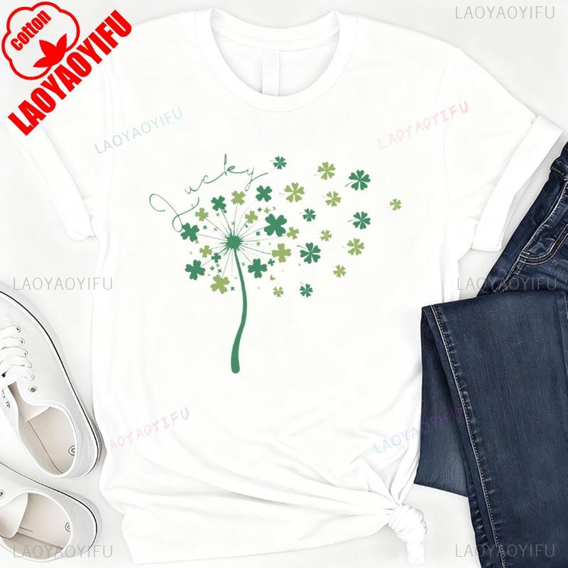 St Patricks Day Dandelion Sweatshirt Dandelion Shamrock Clovers Flying Shirt Luck Irish Tee Patrick Day Luck Graphic T Shirts S