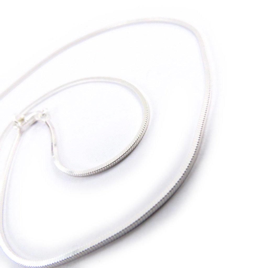 Les Trésors De Lily [C7299] - Srebrny łańcuszek „Diamentowy kwadratowy wąż” 42 cm 1,2 mm