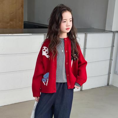 2025 Kids' Stylish Korean Cardigan Sweater for Girls - Spring/Autumn Knitwear Outfit