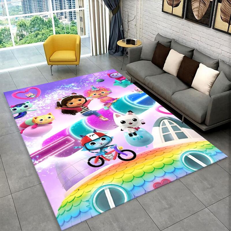 Cartoon Gabby Dollhouse Girl Carpet Rug for Playroom Bedroom Living Room Sofa Home Decor,kid Area Rug Non-slip Floor Mat Gift