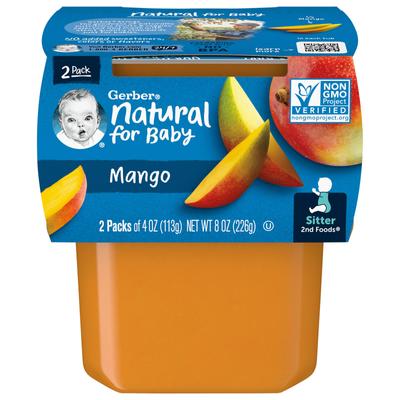 Bebek için Doğal, 2. Yiyecekler, Mango, 2 paket, 4 oz (113 gr) her biri