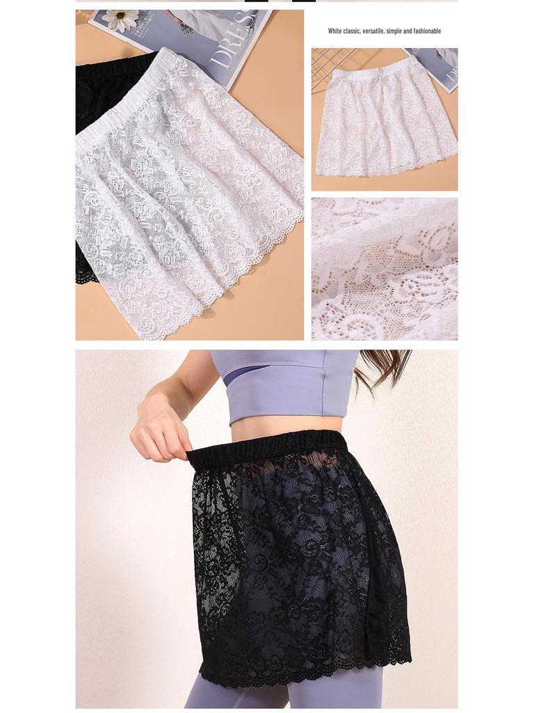 Women's Autumn/Winter Lace Hem Sweater Skirt - All-Match Inner Half-Length Skirt