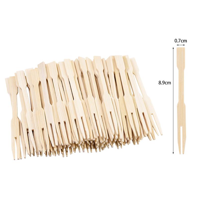 100Pcs White Pearl Bamboo Food Fruit Picks Wedding Party Disposable Cake Dessert Cocktail Sticks Buffet Cupcake Toothpick Skewer