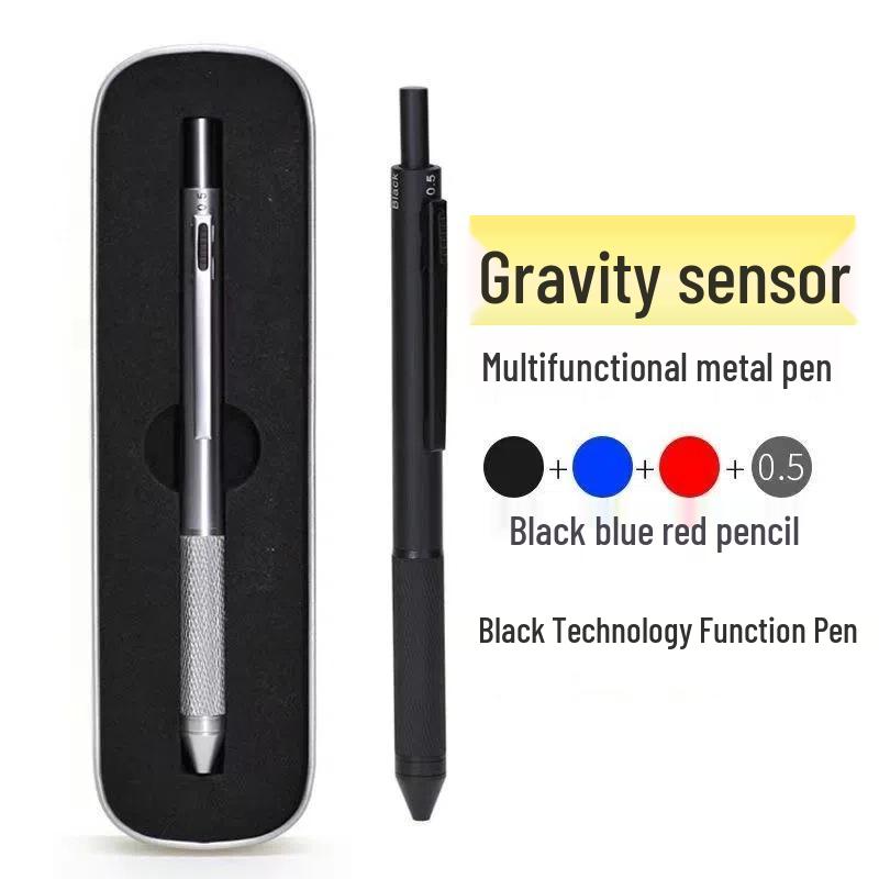 4-in-1 Multifunktionsstift: Mehrfarbiger Kugelschreiber, Druckbleistift, Gelstift mit Schwerkraft-Sensor-Technologie