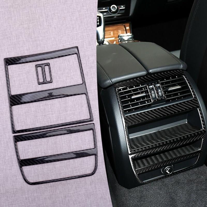 Car Carbon Fiber Rear Air Vent Outlet Trim Cover Set Fit for BMW 5 Series F10 2011-2017