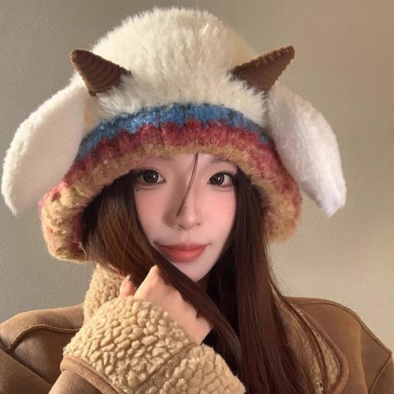 Korean Cute Plush Hat Autumn And Winter Warm Knitted Earmuffs Cold-Proof All-Match Hat