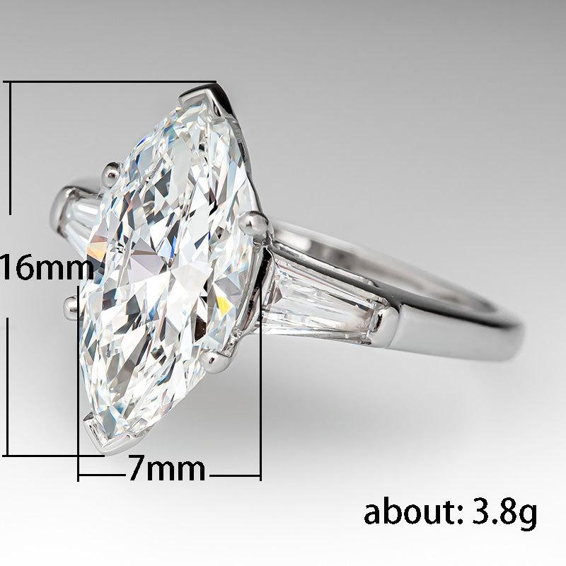 New women's banquet inlaid horse eye zircon ring, European and American creative simulation diamond ring engagement ring