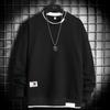 Men's Spring and Autumn Four Seasons Plus Size Thin Hoodless Round Neck Pullover Long Sleeved T Shirt Loose Blouse