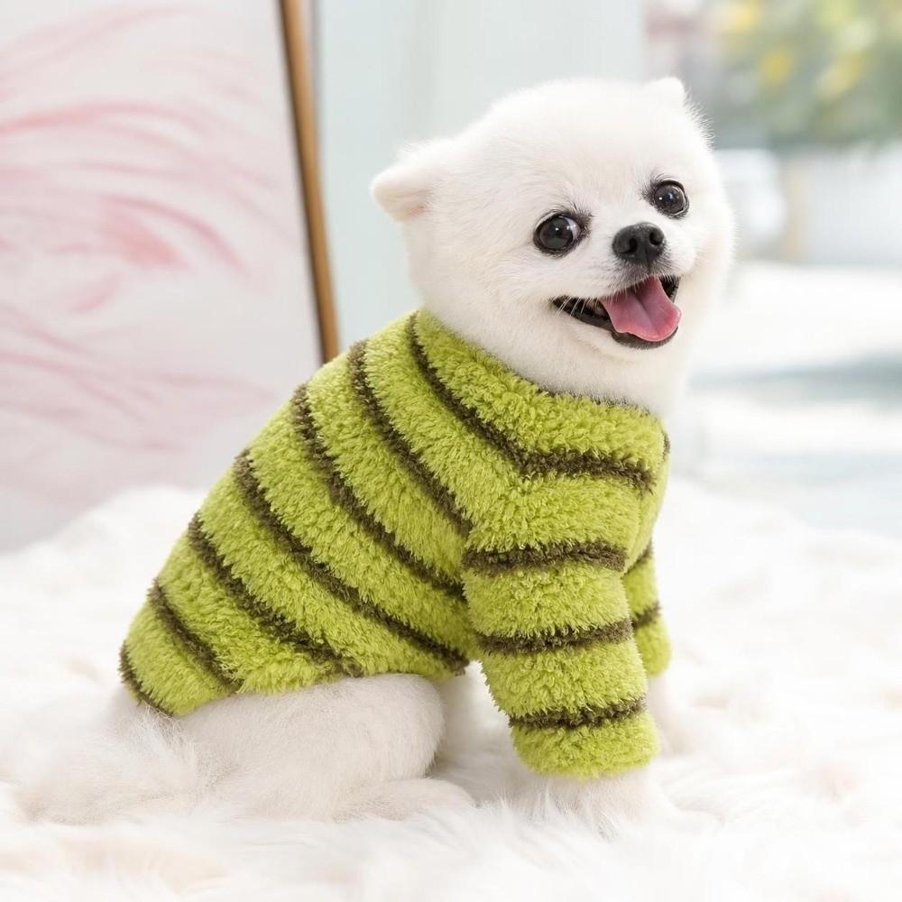 Stripes Dog Warm Clothes Winter Plush Dogs Coat Fashion Dog Hiking Jacket Cat