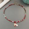 Christmas Necklaces for Women Girls Handmade Rice Beads X'mas Tree Santa Claus Snowman Gift Necklace Pendant New Year Jewelry