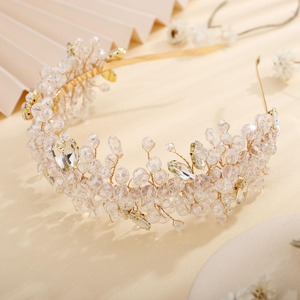 5 Colors Handmade Wedding Bride Luxury Red Blue Rhinestones Tiaras and Crowns Bridal Headband Costume Hair Accessories for Women