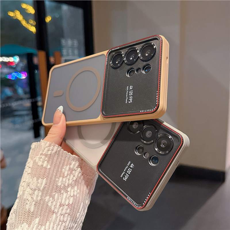 Applicable to Samsung S26Ultra mobile phone case metal Lycra lens matte magnetic suction S25U anti-drop protective case premium