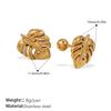 Fashion Sweet Wind Flower Coconut Tree Plant Stud Earrings Stainless Steel Gold Plated Diamond Piercing Earrings