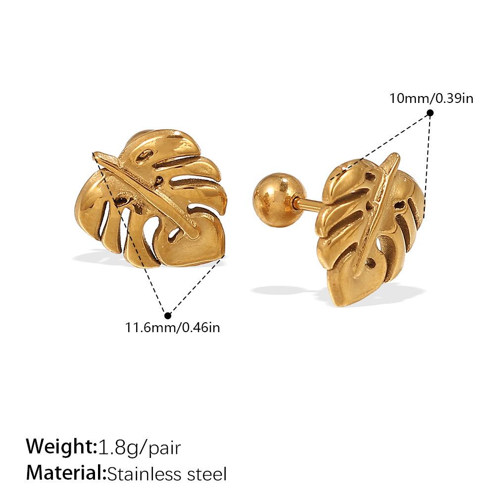 Fashion Sweet Wind Flower Coconut Tree Plant Stud Earrings Stainless Steel Gold Plated Diamond Piercing Earrings